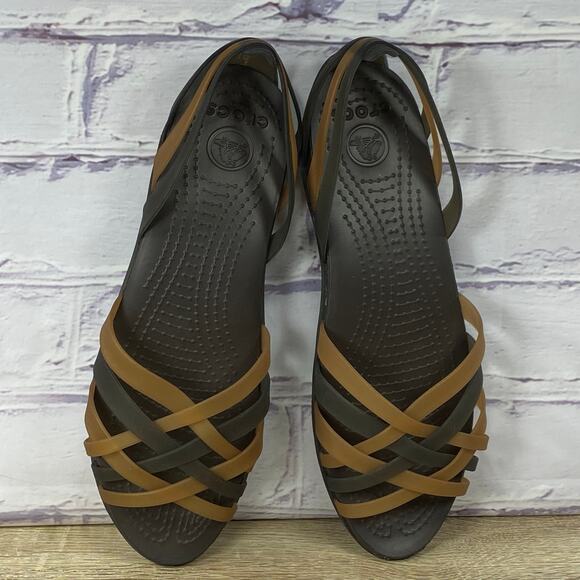 Crocs Isabella Brown Strappy Jelly Sandals Women's Size 10 Comfort Slip On Flats - Picture 6 of 8